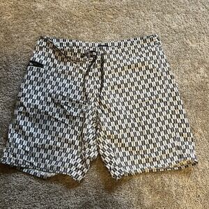 Patagonia Men's 38 Stretch‎ Planing Board Shorts Unlined Gray White Pattern